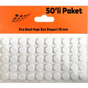 Beyaz Eva Bazlı Darbe Ses Kapı Stoperi Keçe Yapışkanlı 10 mm (50'li Paket) Dolap Kapak Çekmece Daire