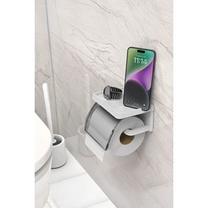 Yapışkanlı Kapaklı Tuvalet Kağıdı Askısı Banyo Tuvalet Kağıtlığı Aparatı ve Rafı  Standı Peçetelik Organizer Plastik
