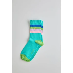 Katia & Bony Kadın Renkli Şeritli Soket Çorap Turkuaz