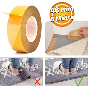 Kilim Paspas Halı Bant 48 mm x 5 mt Kaymaz Çift Taraflı Yapışkan Toplanma Önleyici Sabitleme Bandı