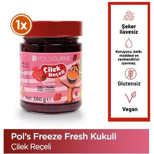 Pol'sGurme Kukuli Çilek Reçeli Şeker İlavesiz Chia Tohumlu %65 Meyve Oranlı 360 gr