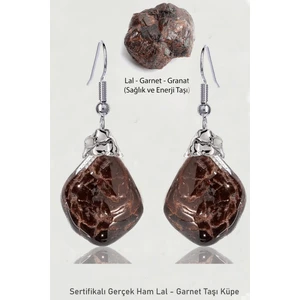 Sertifikalı Ham Işlenmemiş Lal - Garnet - Granat Taşı Küpe