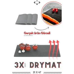 3 x Drymat Antrasit Sebze Koruyucu Mat 3 Adet- Buzdolabı Matı - Nem ve Küf Önleyici (31 x 47 x 0,8 Cm)