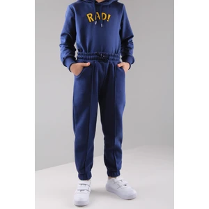 Lastikli Içi Polarlı Cepli Rahat  Çocuk Eşofman Altı Indigo