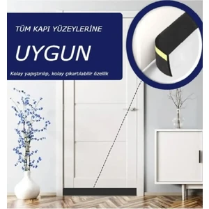 4 Adet Çelik Kapı Altı Rüzgar Önleyici Kapı Altı Eşik Süngeri Boşluk Kapatma Rüzgarlık Siyah