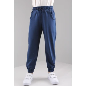 Lastikli Rahat Kesim Cepli Erkek ve Kız Çocuk  Eşofman Altı İndigo