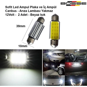 Sofit Ampül Plaka ve Iç Tavan Ampul Sofit LED Canbus 39 mm Uzun Tip 12 Volt Bosse Aem Serisi 2li