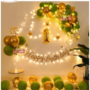 Bkmc Party LED Işıklı Gold Küfyeşili Balon Kemer Kiti Doğum Günü Parti Seti Süsü