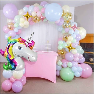 Bkmc Party Unicorn Folyolu Makaron Balon Zinciri Doğum Günü Parti Seti Süsü