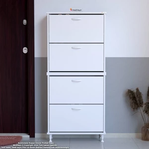 Modilayn Umay' 2 Li Kapı Önü 52 x 160 x 25,5 Cm’ Lik 4 Düşer Kapak 8 Göz Bölmeli Ayakkabılık