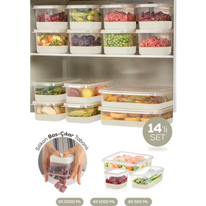 14LÜ Set Silikon Tabanlı Difriz Saklama Kabı - Derin Dondurucu Gri