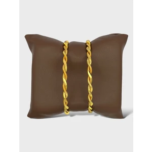 Arnes Jewelry Çelik 22 Ayar Altın Kaplama 2li 2 Adet Kalın Burma Bilezik