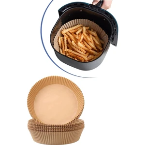 Tekno Trust ® 100 Adet Air Fryer Pişirme Kağıdı Tek Kullanımlık Yağ Geçirmez Kağıt Yuvarlak Tabak Model