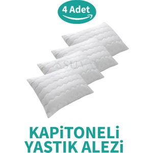 SUVAY Kapitoneli Yastık Alezi 4'lü Pamuklu Fermuarlı Kapitone Yastık Koruyucu Yastık Kılıfı