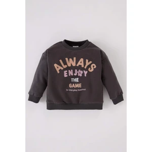 Kız Bebek Bisiklet Yaka Baskılı Sweatshirt D1658A524WN