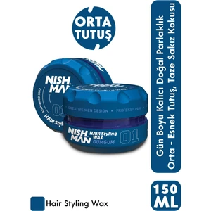 NISHMAN 01 Gumgum Aqua Saç Şekillendirici Wax - Güçlü Tutuculuk Ve Parlak Görünüm 150 ml