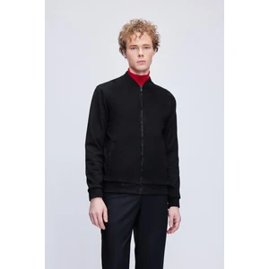 Siyah Regular Fit Bomber Yaka Mevsimlik Mont