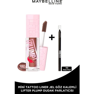Maybelline New York Lifter Plump Dudak Parlatıcısı- 007 Cocoa Zing + Tat Liner Gel Pencil Göz Kalemi Mini