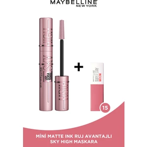 Maybelline New York Lash Sensational Sky High Maskara + Mini Matte Ink Likit Mat Ruj - 15 Lover