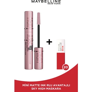 Maybelline New York Lash Sensational Sky High Maskara + Mini Matte Ink Likit Mat Ruj - 20 Pioneer