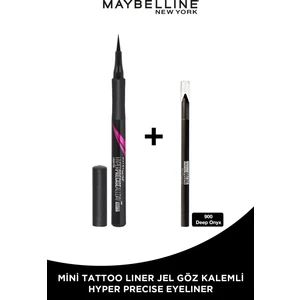 Maybelline New York Hyper Precise All Day Eyeliner - 701 Matte Onyx - Mat Siyah + Tat Liner Gel Pencil Göz Kalemi Mini
