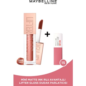 Maybelline New York Lifter Gloss Nemlendirici Dudak Parlatıcısı- 009 Topaz + Mini Matte Ink Likit Mat Ruj - 15 Lover
