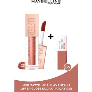 Maybelline New York Lifter Gloss Nemlendirici Dudak Parlatıcısı- 009 Topaz + Mini Matte Ink Likit Mat Ruj - 65 Seductress