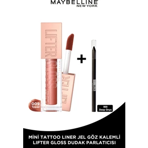 Maybelline New York Lifter Gloss Nemlendirici Dudak Parlatıcısı- 009 Topaz + Tat Liner Gel Pencil Göz Kalemi Mini