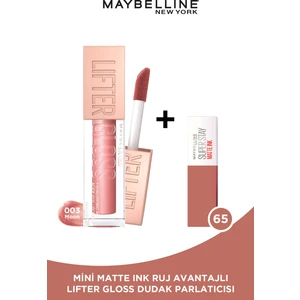 Maybelline New York Lifter Gloss Nemlendirici Dudak Parlatıcısı - 003 Moon + Mini Matte Ink Likit Mat Ruj - 65 Seductress