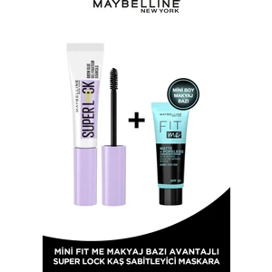 Maybelline New York Super Lock Brow Glue Kaş Sabitleyici Maskara + Fit Me Primer Matte Mini
