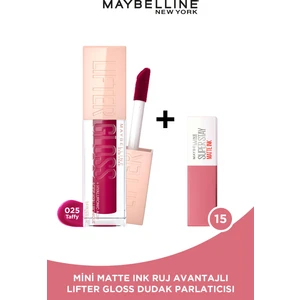 Maybelline New York Lifter Gloss Nemlendirici Dudak Parlatıcısı- 25 Taffy + Mini Matte Ink Likit Mat Ruj - 15 Lover