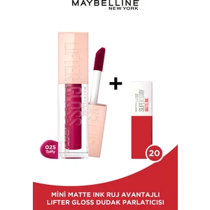 Maybelline New York Lifter Gloss Nemlendirici Dudak Parlatıcısı- 25 Taffy + Mini Matte Ink Likit Mat Ruj - 20 Pioneer