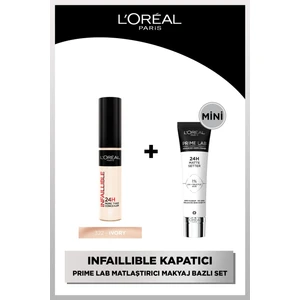 L'oréal Paris Infaillible 24h Tüm Yüze Uygulanabilir Kapatıcı - 322 Ivory + Prime Lab Matte Mini
