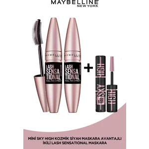 Maybelline New York 2'Li Lash Sensational Yelpaze Etkili Intense Black Maskara - Ekstra Siyah + Sky High Cosmic Mini Maskara