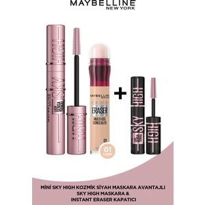 Maybelline New York Lash Sensational Sky High Maskara & Instant Anti Age Eraser Kapatıcı - 01 Light + Sky High Cosmic Mini Maskara