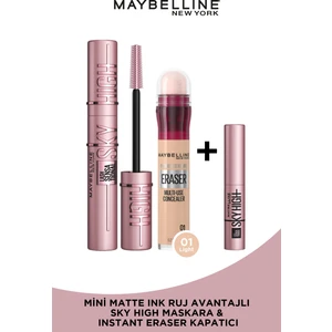 Maybelline New York Lash Sensational Sky High Maskara & Instant Anti Age Eraser Kapatıcı - 01 Light + Sky High Mini Maskara