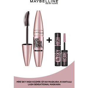 Maybelline New York Lash Sensational Yelpaze Etkili Siyah Maskara + Sky High Cosmic Mini Maskara