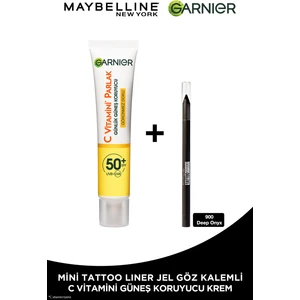 C Vitamini Parlak Günlük Uv Korumalı Güneş Yüz Kremi Görünmez Doku Spf50+ 40ml + Tat Liner Gel Pencil Göz Kalemi Mini