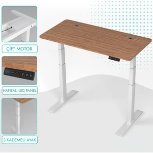 Karr Office O-Flex Duo Çift Motorlu Elektrikli Yükseklik Ayarlı Masa - 180x80 - Bambu