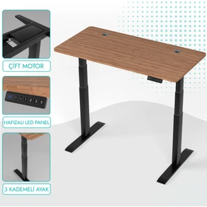 Karr Office O-Flex Duo Çift Motorlu Elektrikli Yükseklik Ayarlı Masa - 120x60 - Bambu