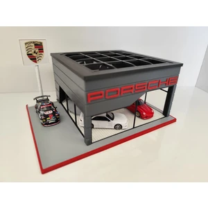 Tech Trade Porsche Diecast Showroom Garaj Diorama 1:64 Ölçek