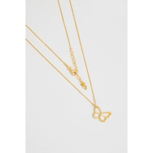 So CHIC Kelebek Rüyası 18 Ayar Sarı Altın Kaplama 45 cm Gümüş Kolye