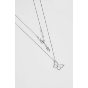 So CHIC Kelebek Rüyası 18 Ayar Beyaz Altın Kaplama 45 cm Gümüş Kolye