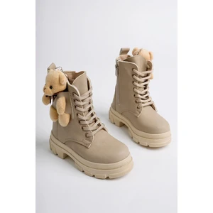 Ayıcıklı Fermuarlı Içi Yünlü Sıcak Tutar Soğuğa Dayanıklı Çocuk Bot