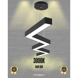 Zigzag ( Siyah Kasa, Sarı Işık ) Ledli Modern Sarkıt LED Avize