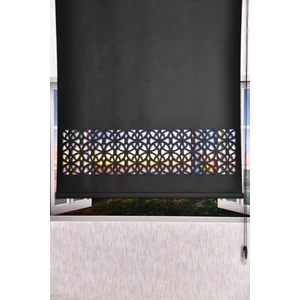 Siyah Karatma Dairesel Lazer Kesim Modern Stor Güneşlik Perde