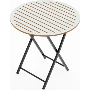 Katlanır 4 Kişilik Yuvarlak Bahçe Masası Bistro Masa 70X70 Beyaz 1507