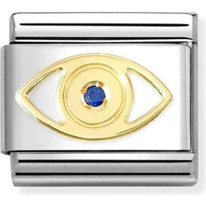 Composable Classic Symbols In Steel, 18 K Gold And Cz Greek Eye Gold