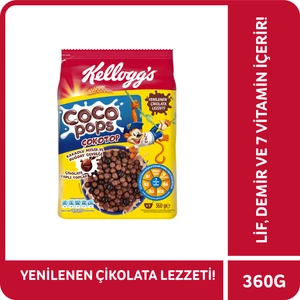Coco Pops Çokotop Çikolatalı Buğday ve Mısır Gevreği 360 Gr; Lif; Demir ve 6 Vitamin içerir