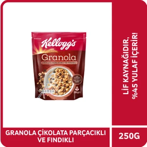 Çikolata Parçacıklı ve Fındıklı Granola 250 Gr,%44 Yulaf,lif Kaynağı,kahvaltılık Gevrek